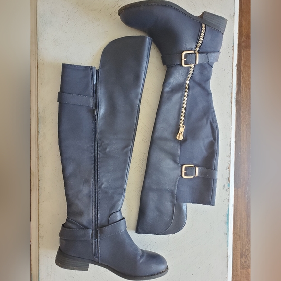 Over the knee Navy Blue boots - Picture 2 of 3